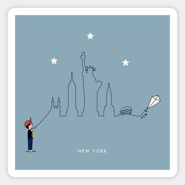 New York Skyline Boy Magnet by Kein Design